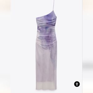 ASYMMETRICAL PRINTED TULLE DRESS